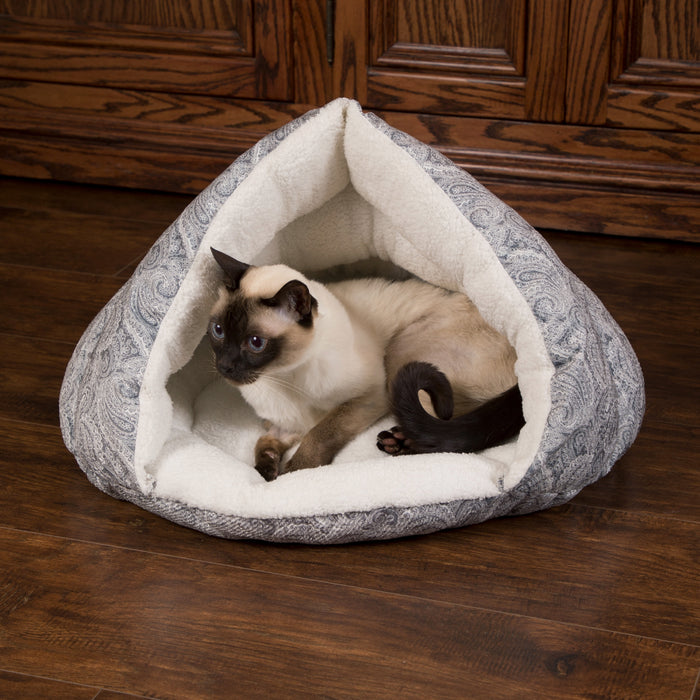 K&H Self-Warming Hut - Gray Paisley, Cat