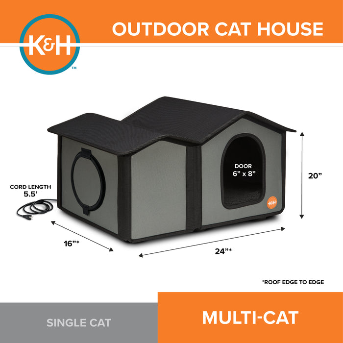 K&H Extra Wide Outdoor Heated Kitty House Gray