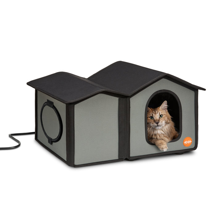 K&H Extra Wide Outdoor Heated Kitty House Gray