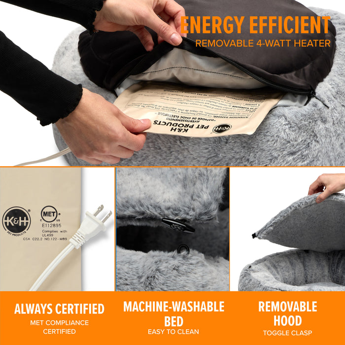K&H Thermo Hooded Donut Heated Cat Bed