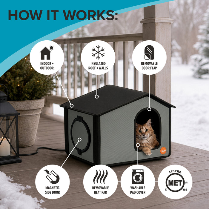 K&H Outdoor Kitty House Gray - Heated or Unheated