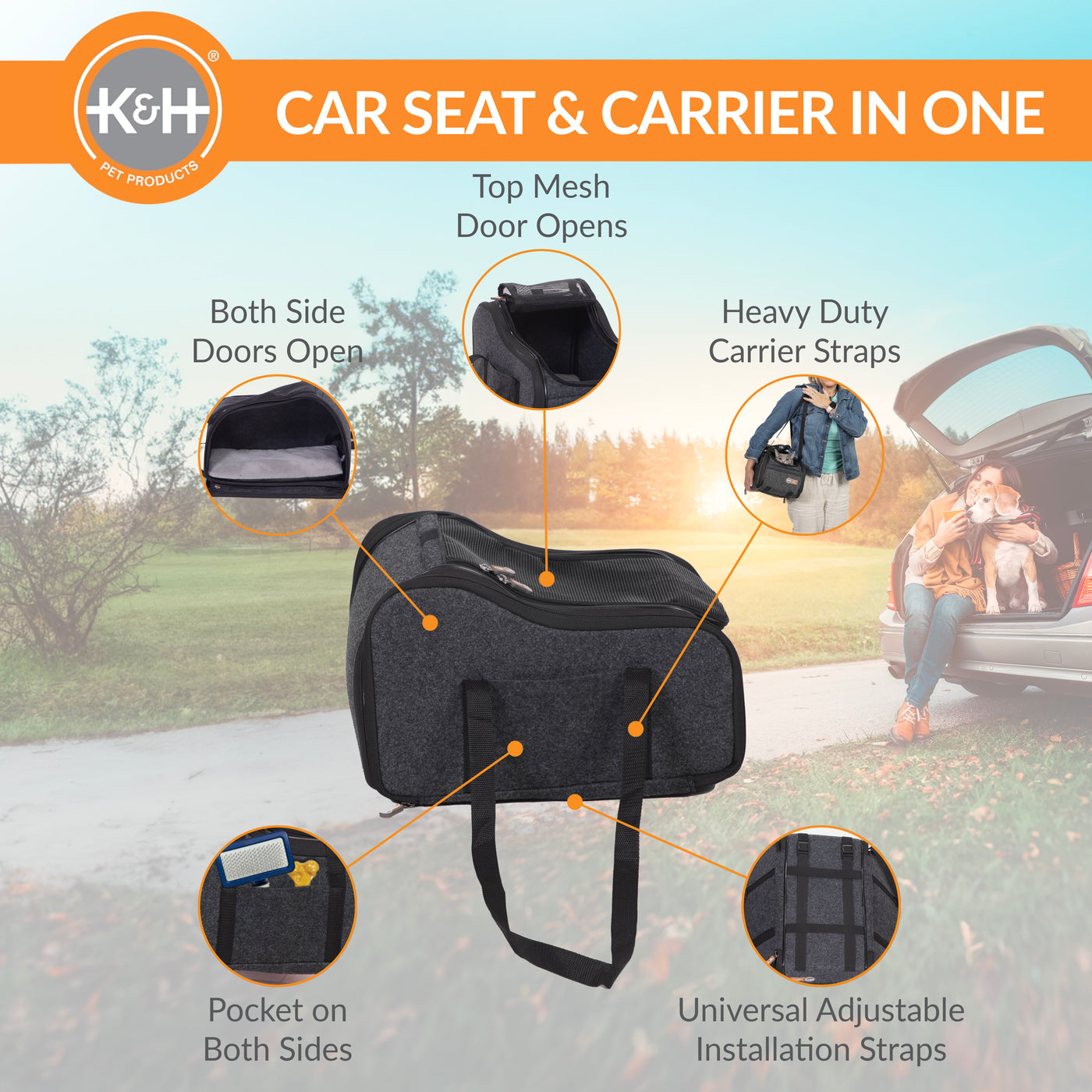 K&H Portable Pet Console Booster Dog Car Seat — K&H Pet Products