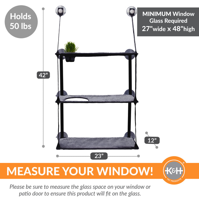 K&H EZ Mount Window Kitty Sill Cat Perch with Cat Grass Grow Station - Triple or Quad Level