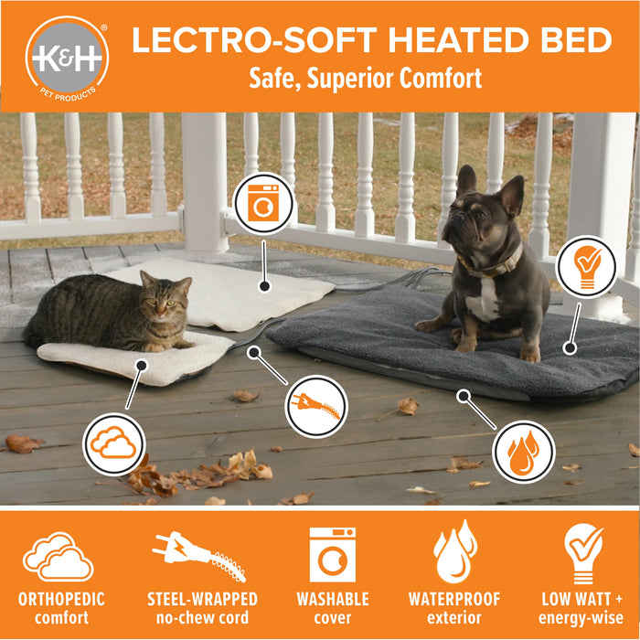 K&H Lectro-Soft™ Outdoor Heated Pet Bed Gray