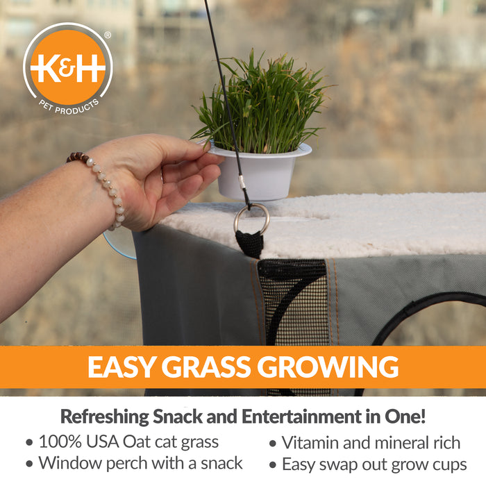 K&H EZ Mount Penthouse Cat Window Perch with Cat Grass Grow Station