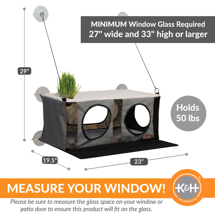K&H EZ Mount Penthouse Cat Window Perch with Cat Grass Grow Station