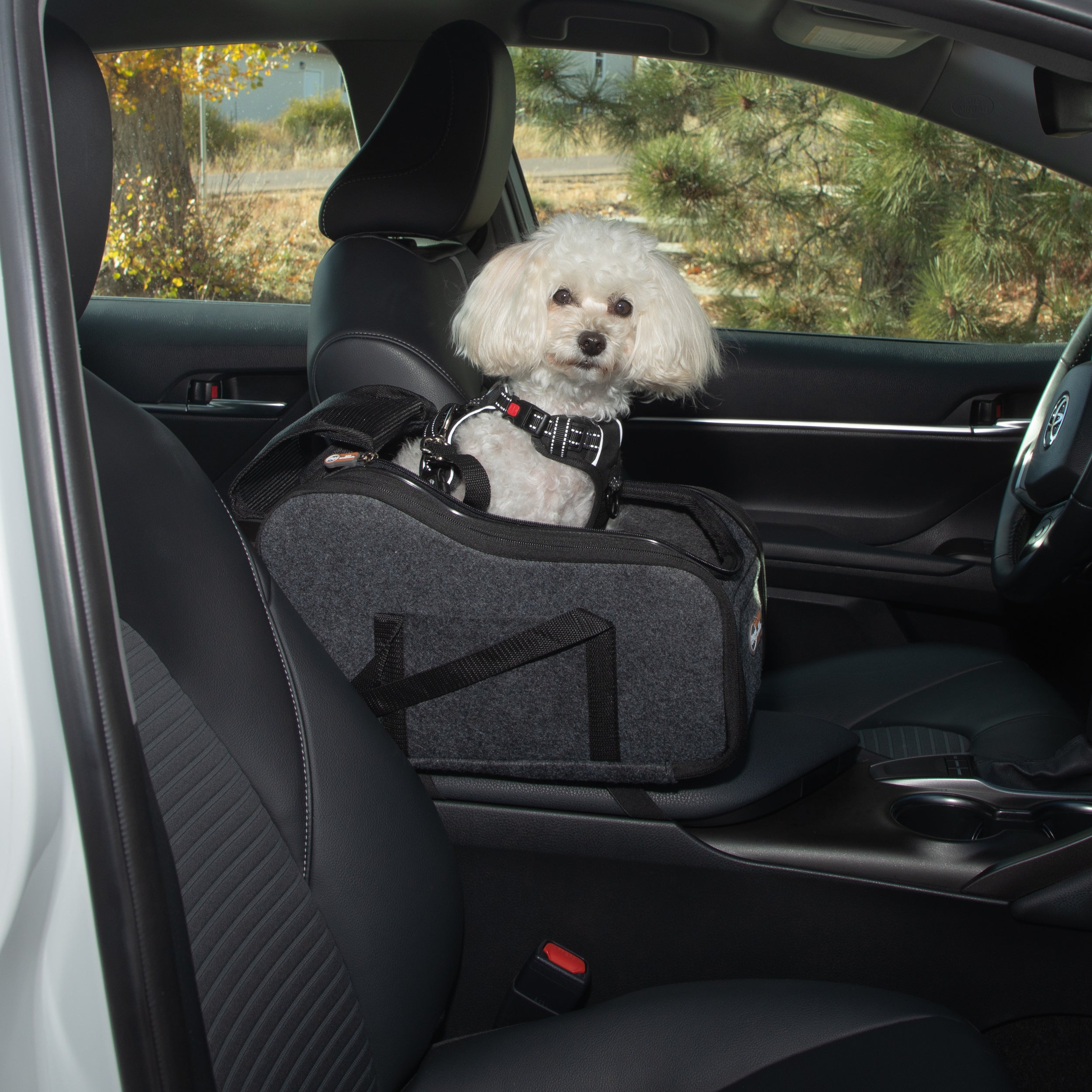 Dog Car Seat For Small Dogs – Washable, With Safety Leash & Storage Pockets, Portable Booster Bed