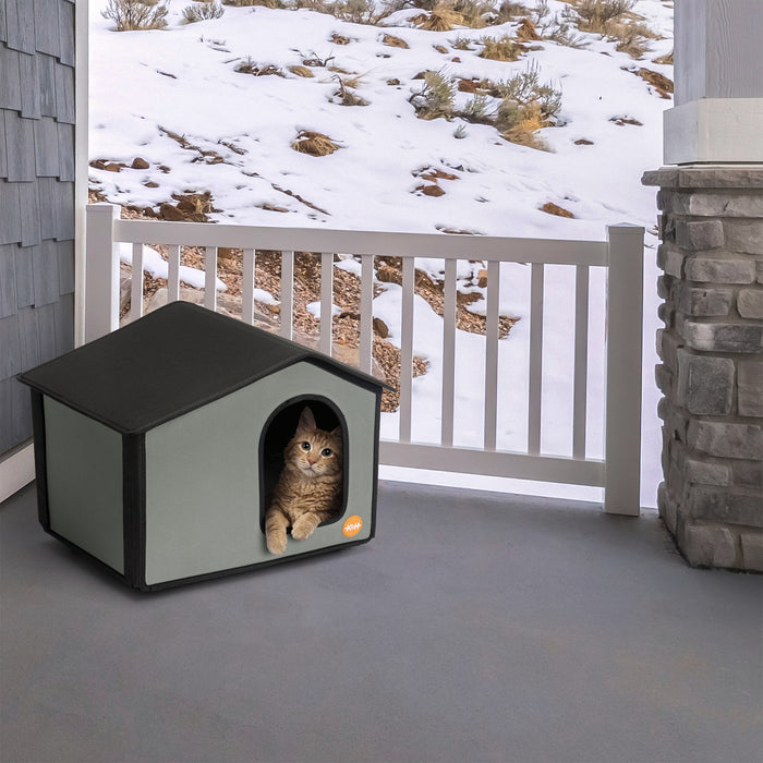 K&H Self-Warming Outdoor Kitty House Gray