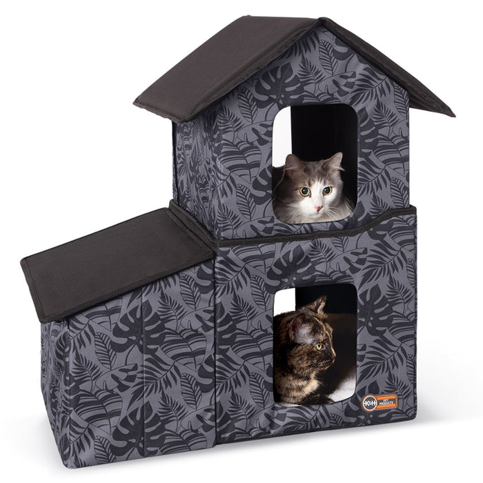 K&H Outdoor Two-Story Kitty House with Dining Room - Heated & Unheated