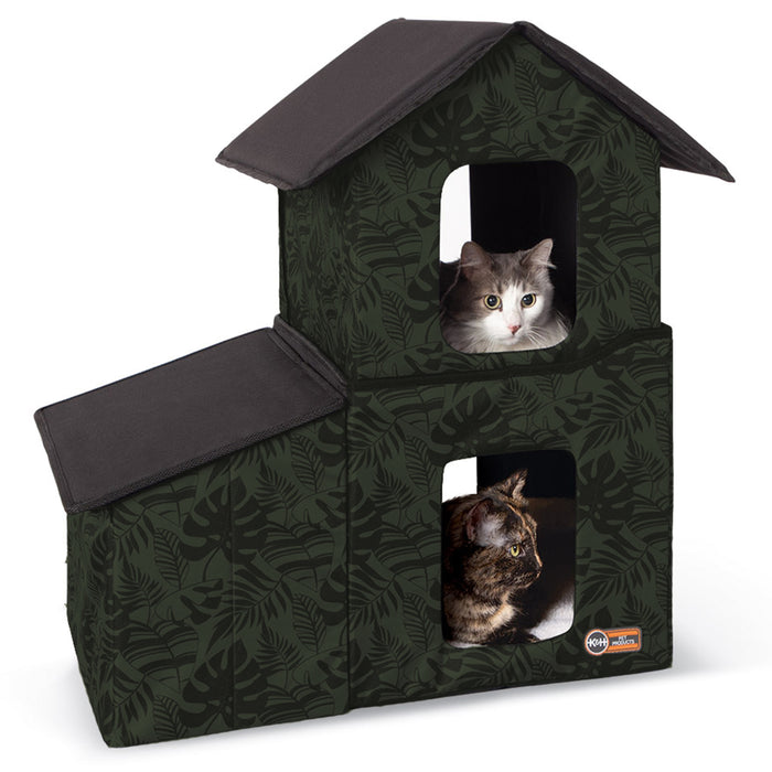 K&H Outdoor Two-Story Kitty House with Dining Room - Heated & Unheated