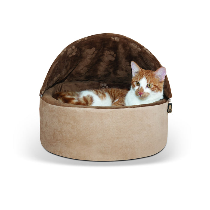 Kitty Bed Hooded Tan Chocolate1
