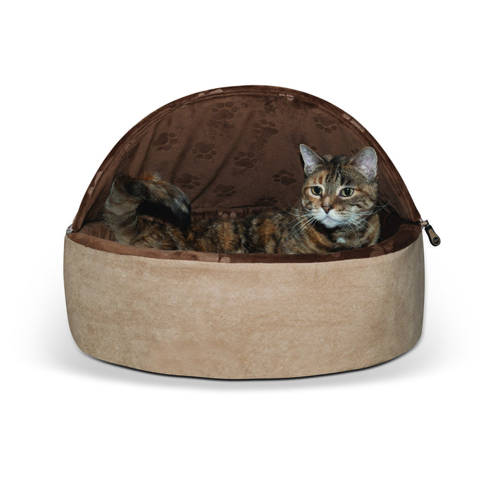 Kitty Bed Hooded Tan Chocolate2