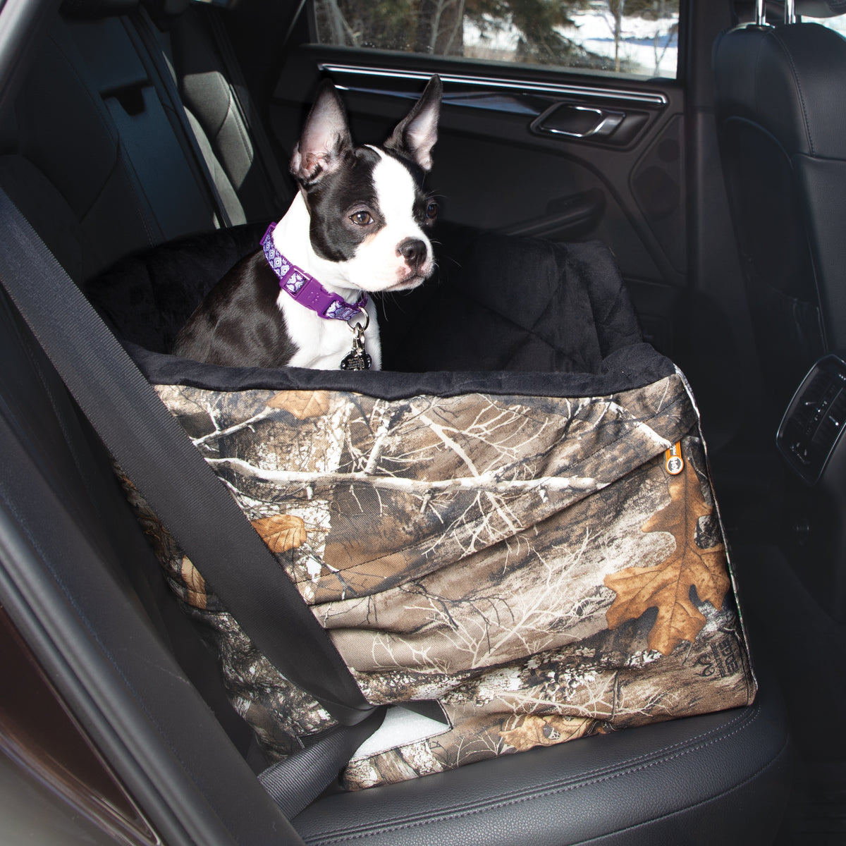3 DOG PET SUPPLY Quilted Car Back Seat Protector with Bolster, Grey Fleece  